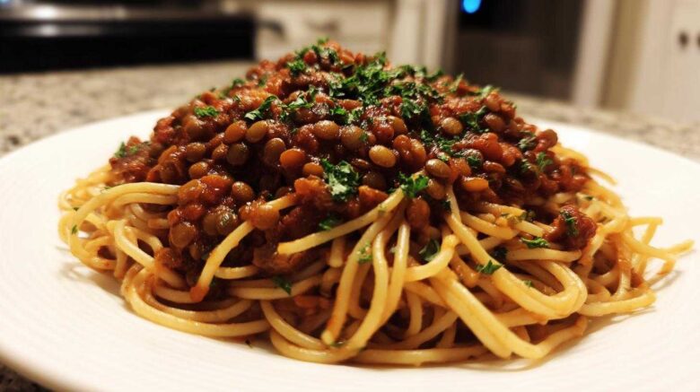 Hearty Lentil Bolognese Pasta