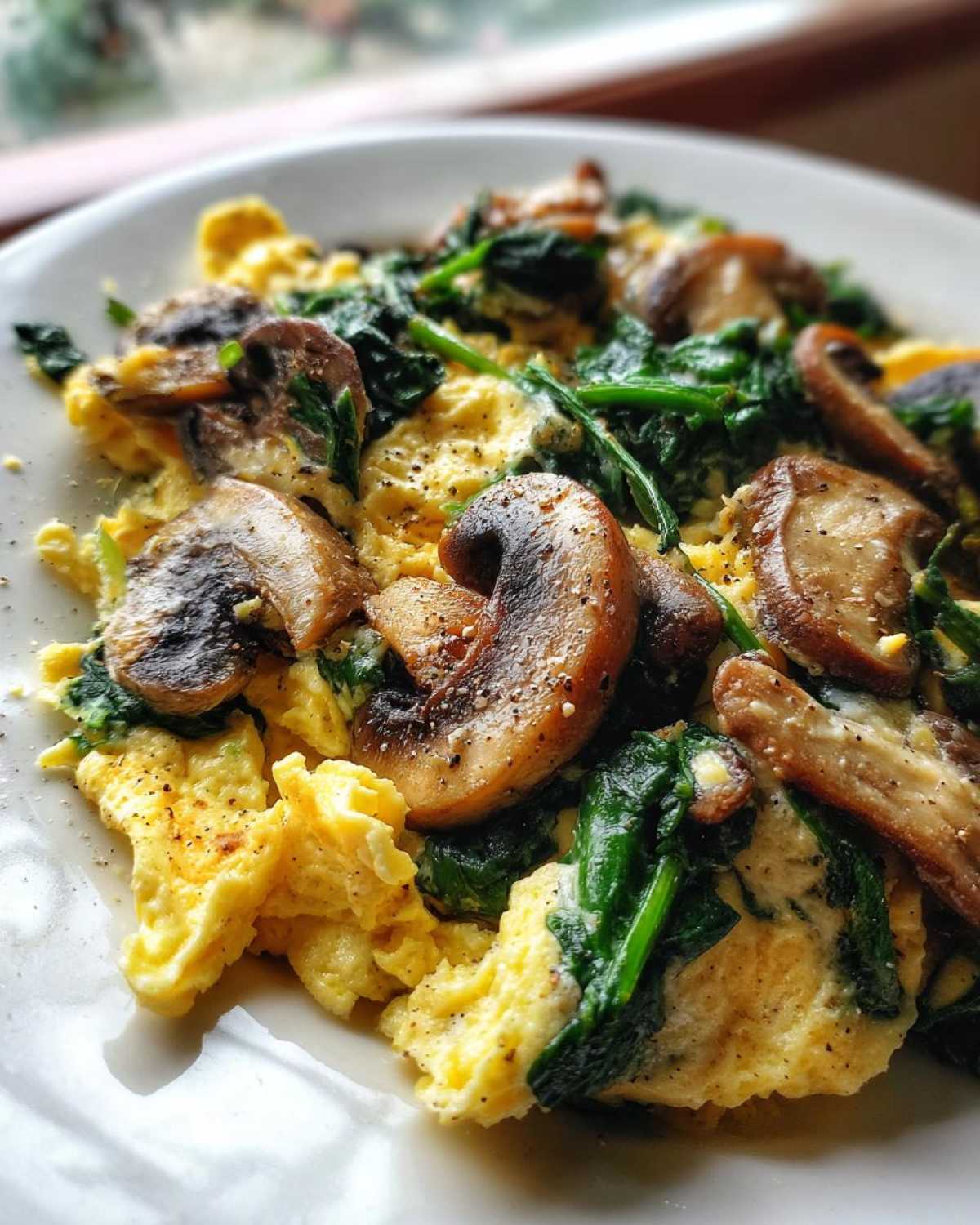 Mushroom Spinach Egg Scramble - detail 1