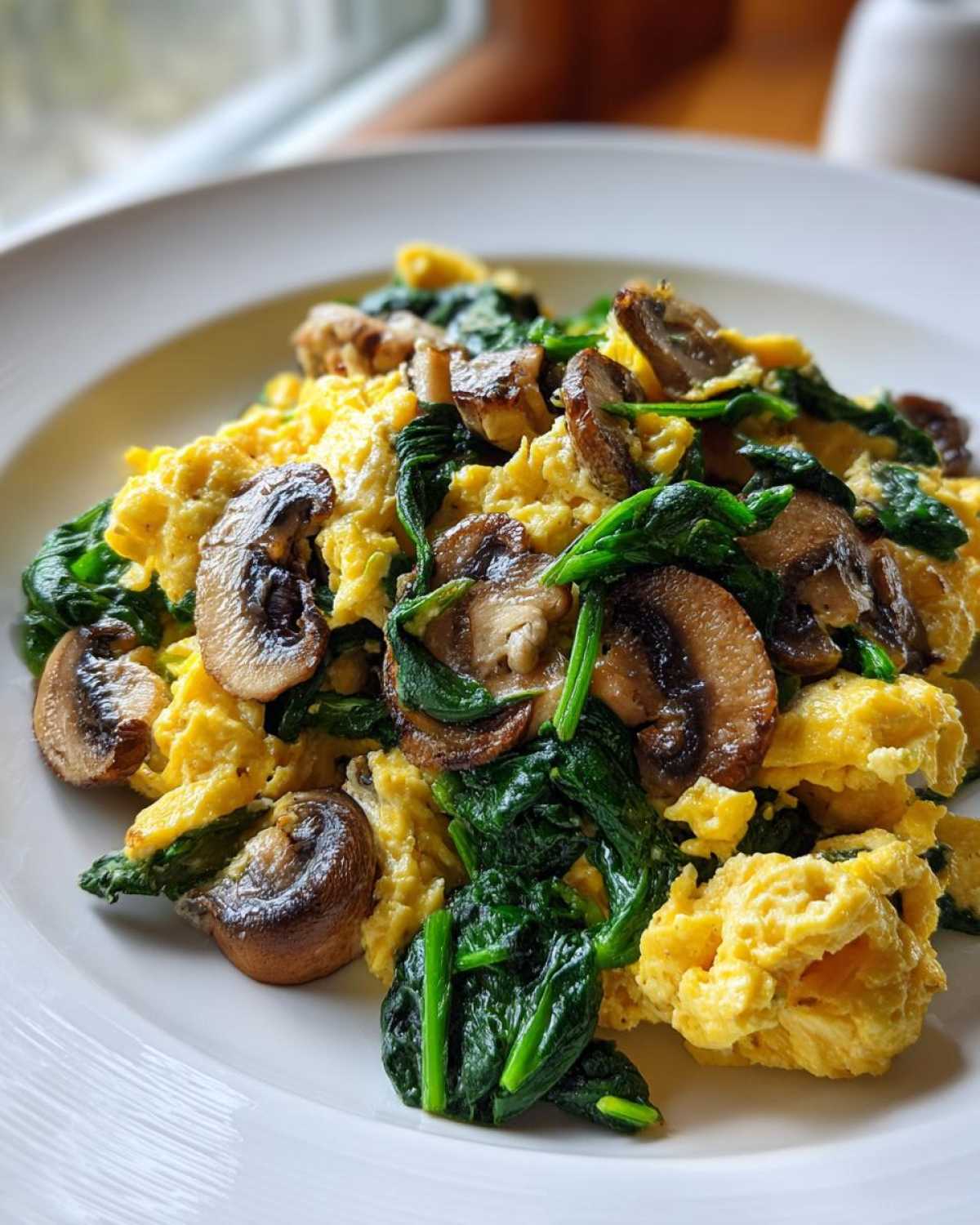 Mushroom Spinach Egg Scramble - detail 2