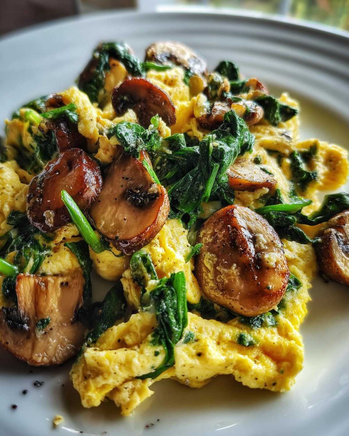 Mushroom Spinach Egg Scramble - detail 3