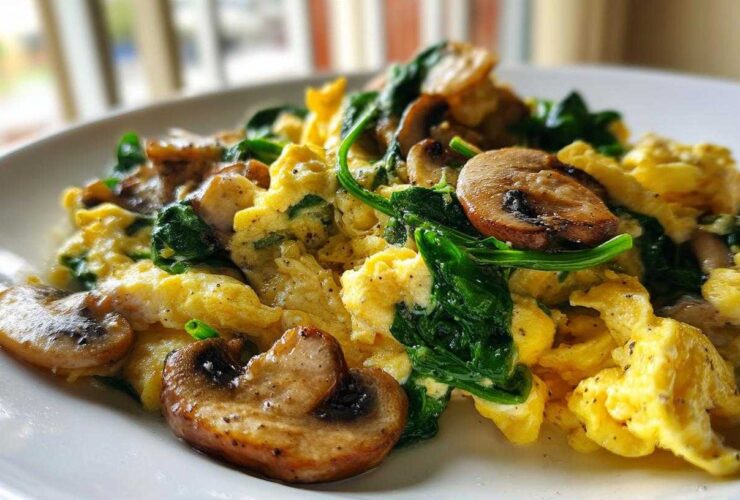 Mushroom Spinach Egg Scramble
