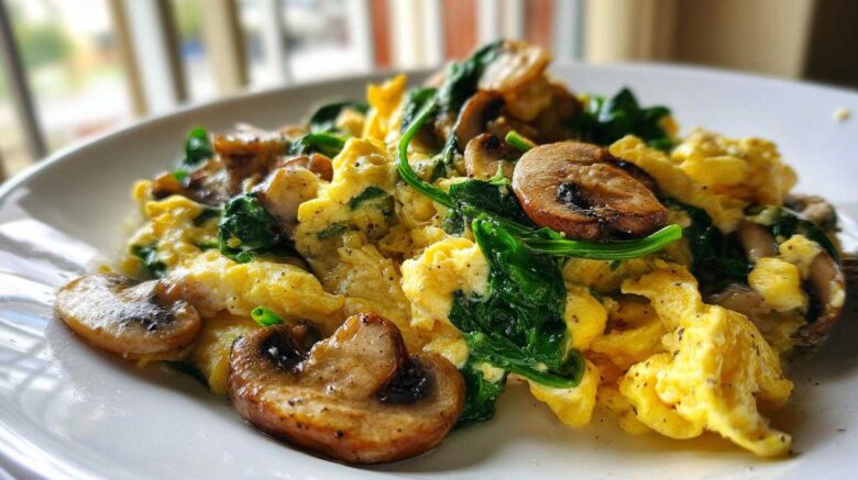 Mushroom Spinach Egg Scramble