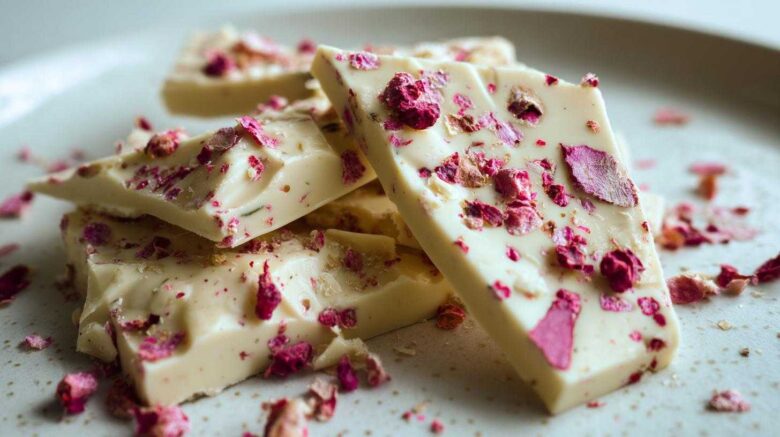 Pink Peppercorn White Chocolate Bark