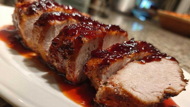 Raspberry Balsamic Glazed Pork Loin