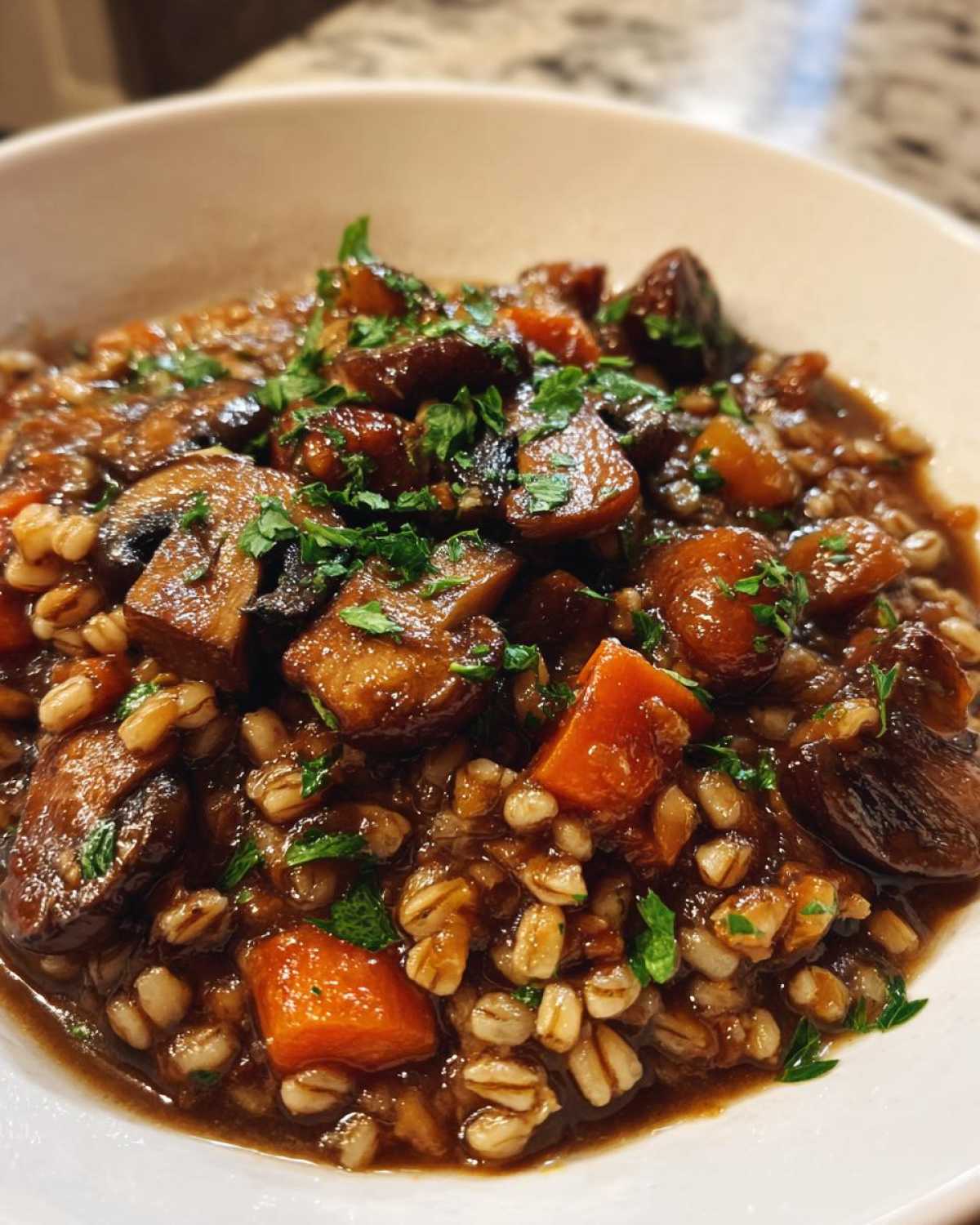 Savory Mushroom Barley Stew - detail 1
