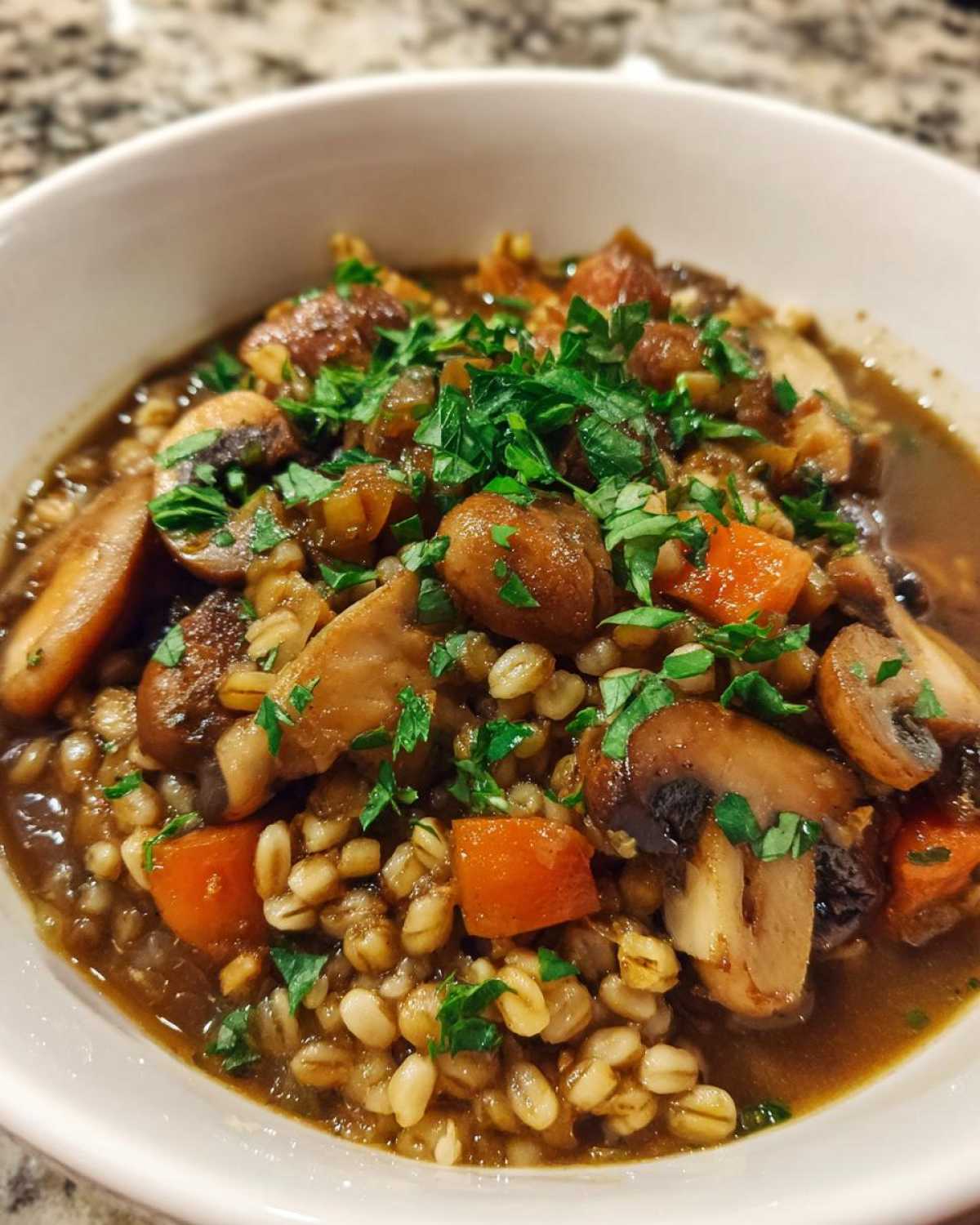 Savory Mushroom Barley Stew - detail 2