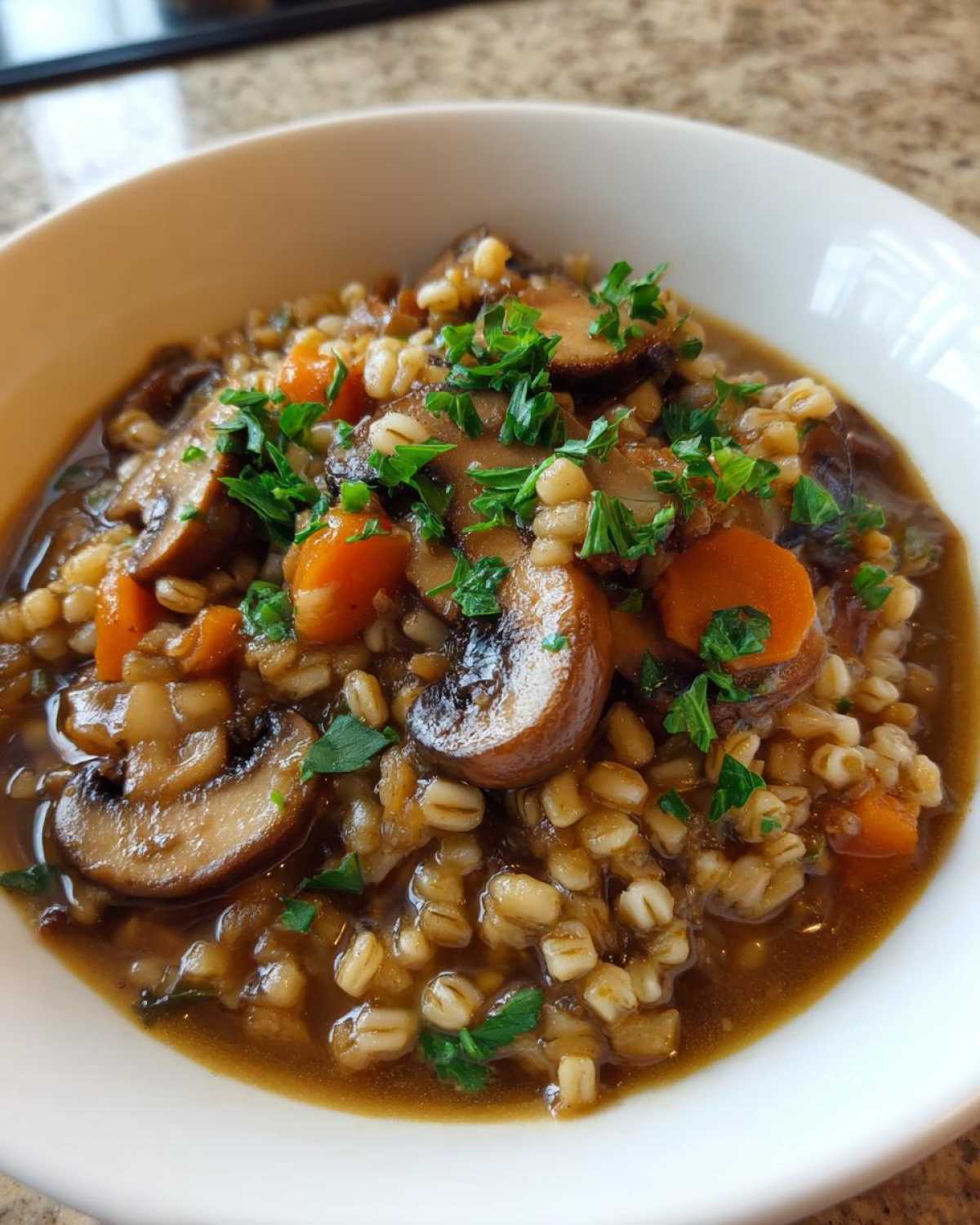 Savory Mushroom Barley Stew - detail 3