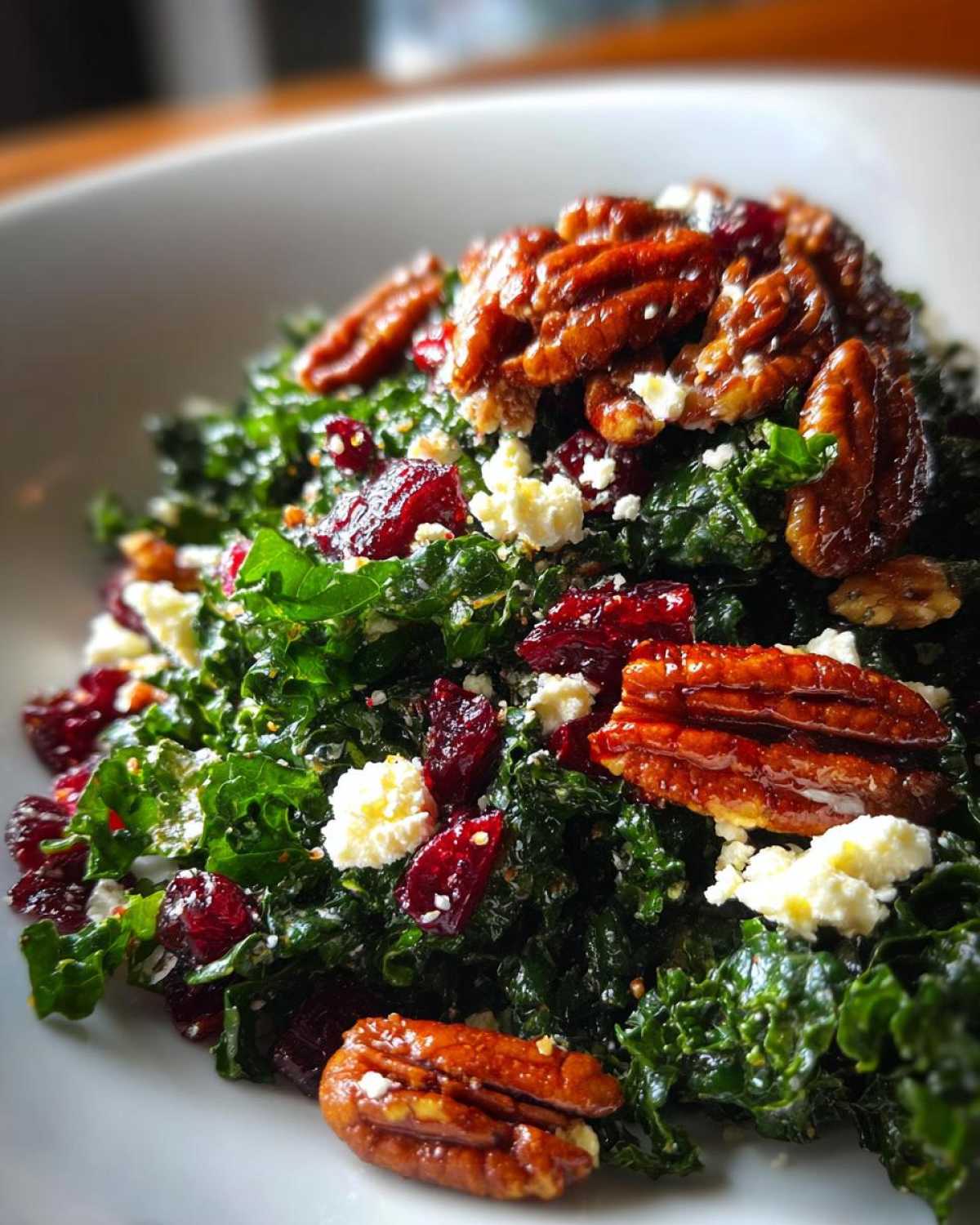 Warm Winter Kale Salad with Candied Pecans - detail 3