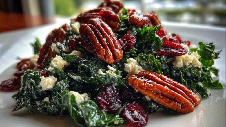Warm Winter Kale Salad with Candied Pecans