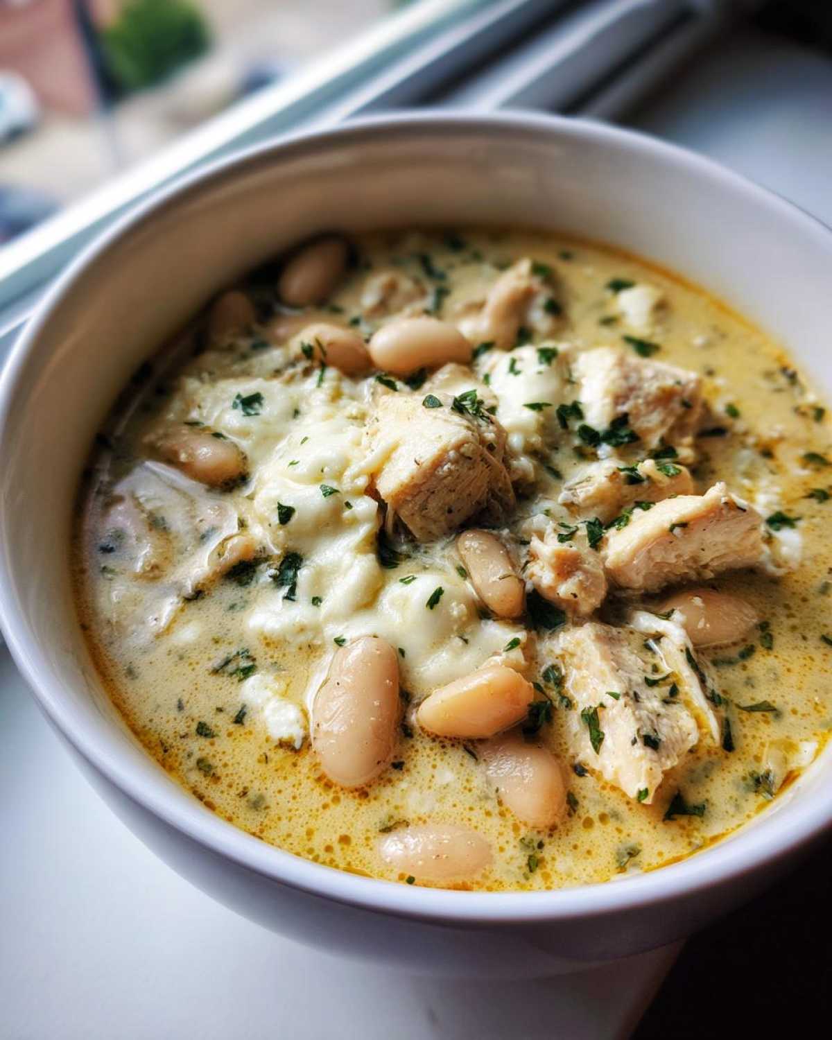creamy white chicken chili - detail 3