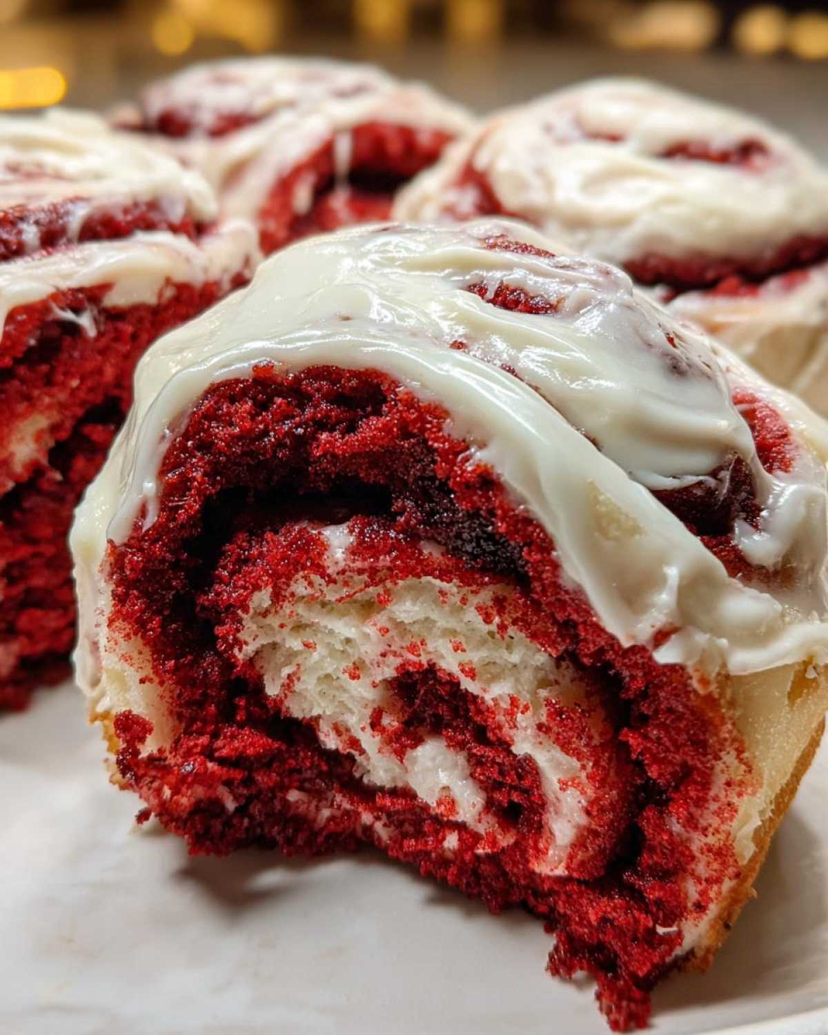 red velvet cinnamon rolls - detail 2