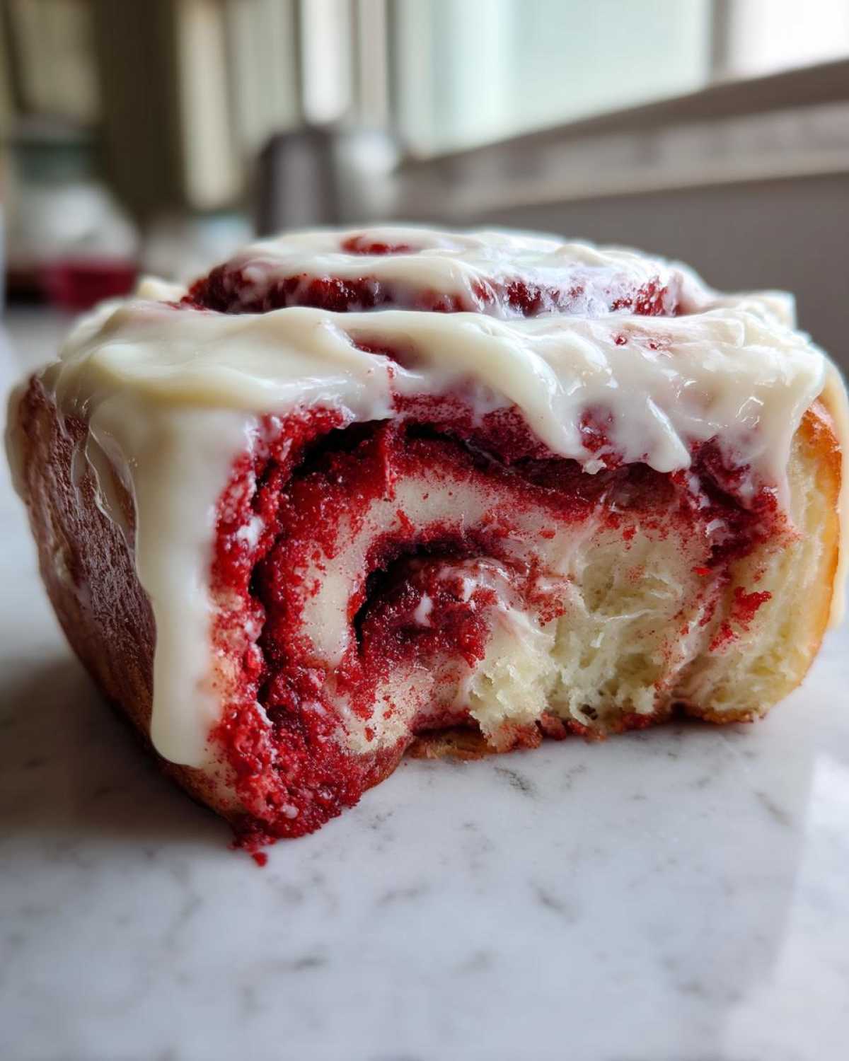 red velvet cinnamon rolls - detail 4