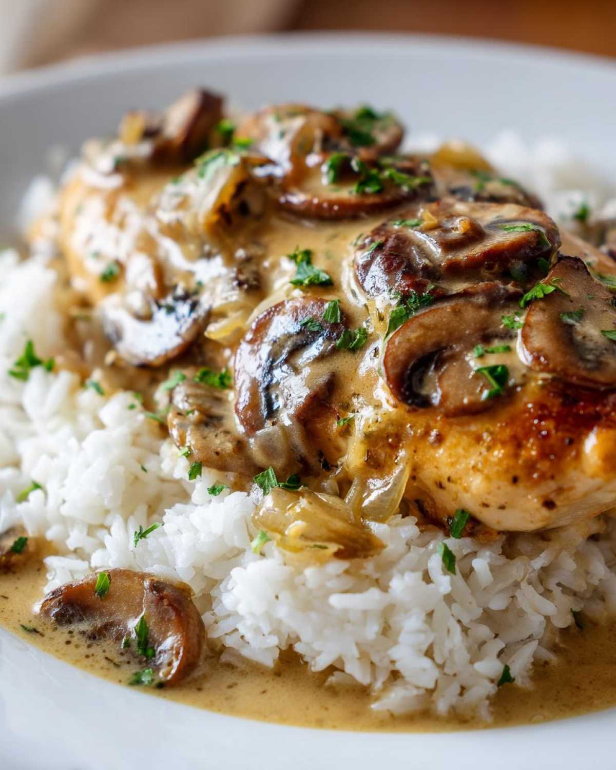 smothered chicken and rice - detail 1
