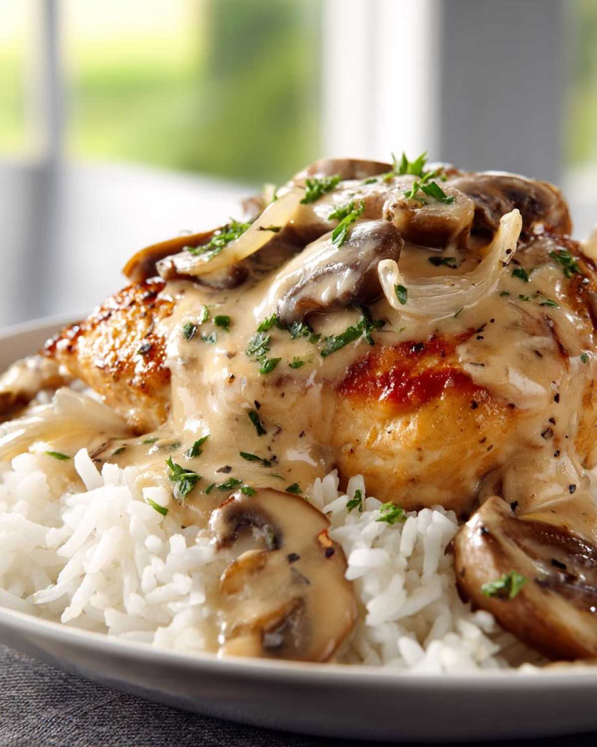 smothered chicken and rice - detail 3
