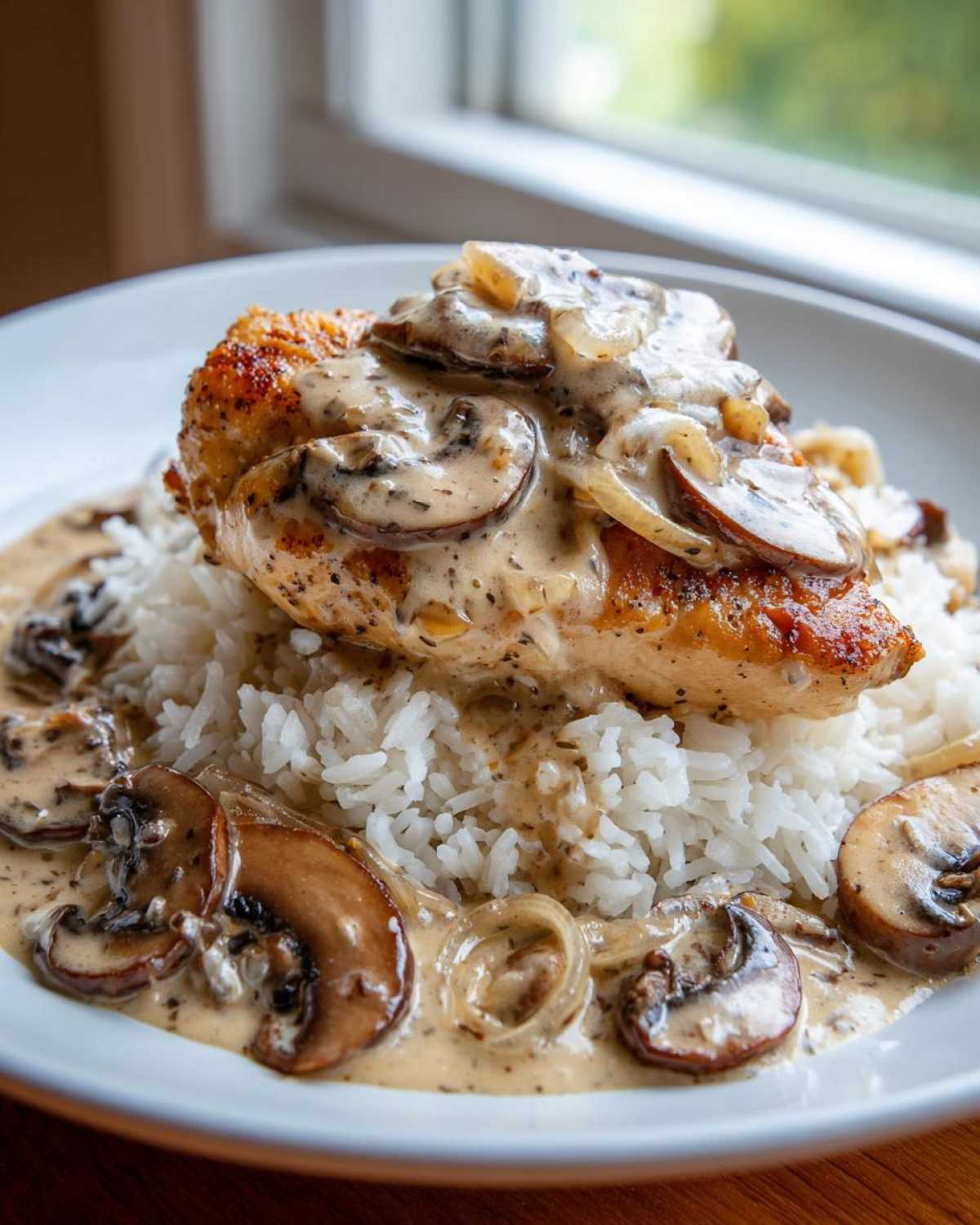 smothered chicken and rice - detail 4
